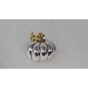 Silver & Gold-Tone Pumpkin Pendant Pin Brooch Best Brand 1 3/4" x 1 3/4"